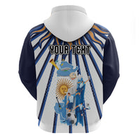 Personalized Argentina National Football Zip Hoodie Sun Of May Retro Starburst Graphic Art