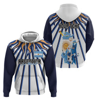 Personalized Argentina National Football Zip Hoodie Sun Of May Retro Starburst Graphic Art