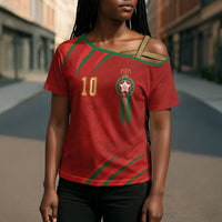 Custom Morocco National Football Cross Shoulder Shirt Atlas Lions-Claws