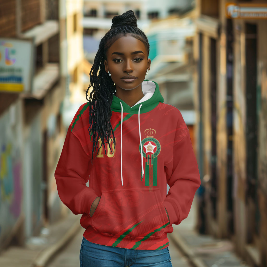 Custom Morocco National Football Hoodie Atlas Lions-Claws