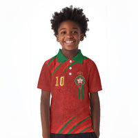 Custom Morocco National Football Kid Polo Shirt Atlas Lions-Claws