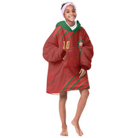 Custom Morocco National Football Kid Wearable Blanket Hoodie Atlas Lions-Claws