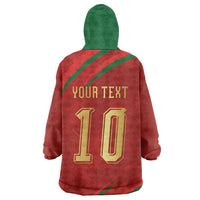 Custom Morocco National Football Kid Wearable Blanket Hoodie Atlas Lions-Claws