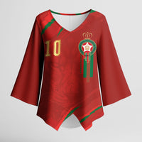 Custom Morocco National Football Kimono Sleeve Blouse Atlas Lions-Claws