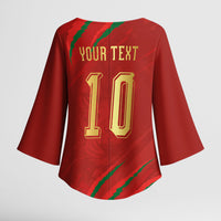 Custom Morocco National Football Kimono Sleeve Blouse Atlas Lions-Claws