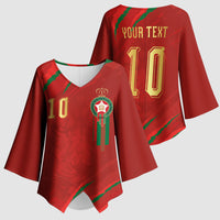 Custom Morocco National Football Kimono Sleeve Blouse Atlas Lions-Claws
