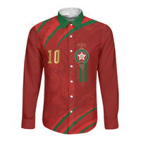 Custom Morocco National Football Long Sleeve Button Shirt Atlas Lions-Claws