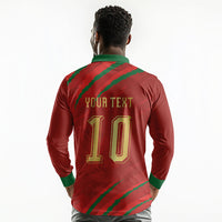 Custom Morocco National Football Long Sleeve Polo Shirt Atlas Lions-Claws
