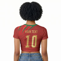 Custom Morocco National Football Raglan Cropped T shirt Atlas Lions-Claws