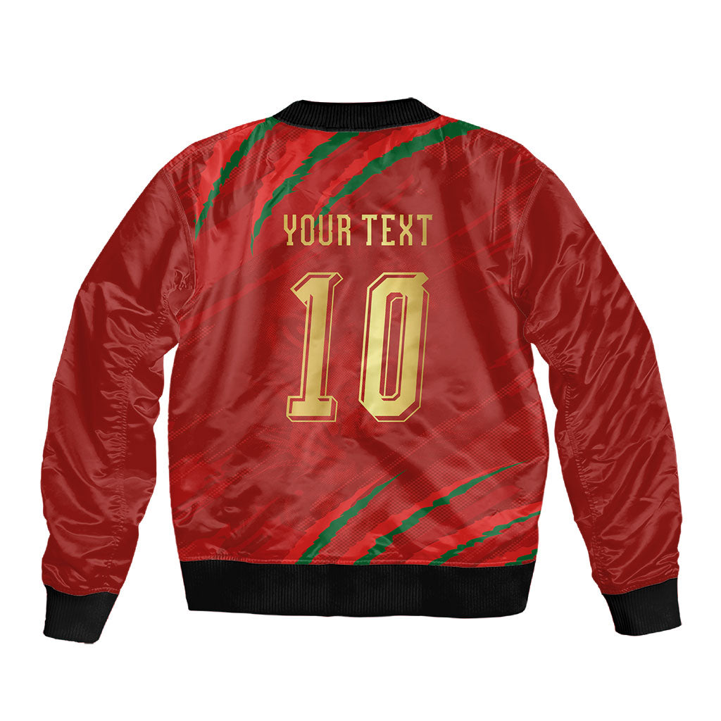 Custom Morocco National Football Sleeve Zip Bomber Jacket Atlas Lions-Claws