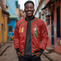 Custom Morocco National Football Sleeve Zip Bomber Jacket Atlas Lions-Claws