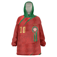 Custom Morocco National Football Wearable Blanket Hoodie Atlas Lions-Claws