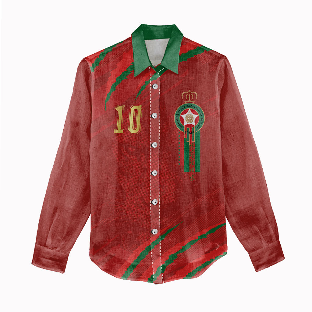Custom Morocco National Football Women Casual Shirt Atlas Lions-Claws