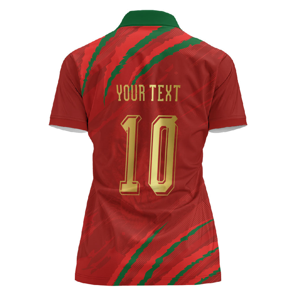 Custom Morocco National Football Women Polo Shirt Atlas Lions-Claws