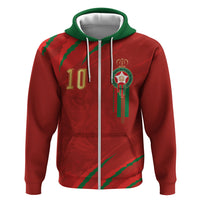 Custom Morocco National Football Zip Hoodie Atlas Lions-Claws