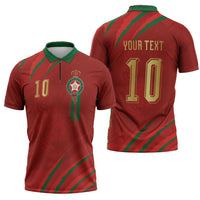 Custom Morocco National Football Zipper Polo Shirt Atlas Lions-Claws