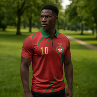 Custom Morocco National Football Zipper Polo Shirt Atlas Lions-Claws