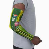 Custom South Africa National Football Arm Sleeves King Protea with African Tribal Geometric Pattern Culture Art