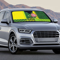 South Africa National Football Auto Sun Shade King Protea with African Tribal Geometric Pattern Culture Art