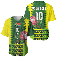 Custom South Africa National Football Baseball Jersey King Protea with African Tribal Geometric Pattern Culture Art