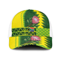 South Africa National Football Baseball Net Cap King Protea with African Tribal Geometric Pattern Culture Art