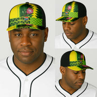 South Africa National Football Baseball Net Cap King Protea with African Tribal Geometric Pattern Culture Art