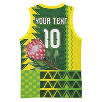 Custom South Africa National Football Basketball Jersey King Protea with African Tribal Geometric Pattern Culture Art