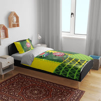 South Africa National Football Bedding Set King Protea with African Tribal Geometric Pattern Culture Art