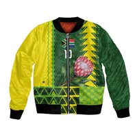 Custom South Africa National Football Bomber Jacket King Protea with African Tribal Geometric Pattern Culture Art