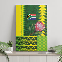 South Africa National Football Canvas Wall Art King Protea with African Tribal Geometric Pattern Culture Art