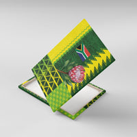 South Africa National Football Canvas Wall Art King Protea with African Tribal Geometric Pattern Culture Art