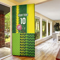 Custom South Africa National Football Door Cover King Protea with African Tribal Geometric Pattern Culture Art