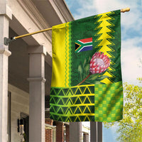 South Africa National Football Garden Flag King Protea with African Tribal Geometric Pattern Culture Art