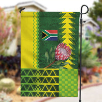 South Africa National Football Garden Flag King Protea with African Tribal Geometric Pattern Culture Art