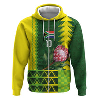 Custom South Africa National Football Hoodie King Protea with African Tribal Geometric Pattern Culture Art