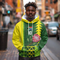 Custom South Africa National Football Hoodie King Protea with African Tribal Geometric Pattern Culture Art