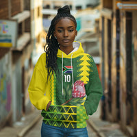 Custom South Africa National Football Hoodie King Protea with African Tribal Geometric Pattern Culture Art