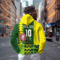 Custom South Africa National Football Hoodie King Protea with African Tribal Geometric Pattern Culture Art