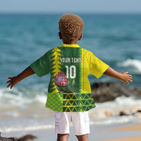 Custom South Africa National Football Kid Hawaiian Shirt King Protea with African Tribal Geometric Pattern Culture Art