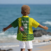Custom South Africa National Football Kid Hawaiian Shirt King Protea with African Tribal Geometric Pattern Culture Art LT03