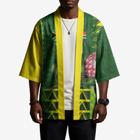 Custom South Africa National Football Kimono King Protea with African Tribal Geometric Pattern Culture Art