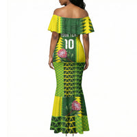 Custom South Africa National Football Mermaid Dress King Protea with African Tribal Geometric Pattern Culture Art