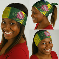 South Africa National Football Neck Gaiter King Protea with African Tribal Geometric Pattern Culture Art
