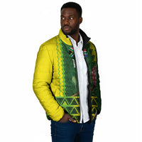 Custom South Africa National Football Padded Jacket King Protea with African Tribal Geometric Pattern Culture Art
