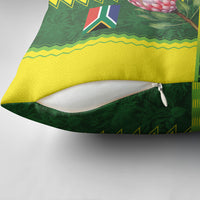 South Africa National Football Pillow Cover King Protea with African Tribal Geometric Pattern Culture Art