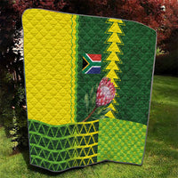 South Africa National Football Quilt King Protea with African Tribal Geometric Pattern Culture Art