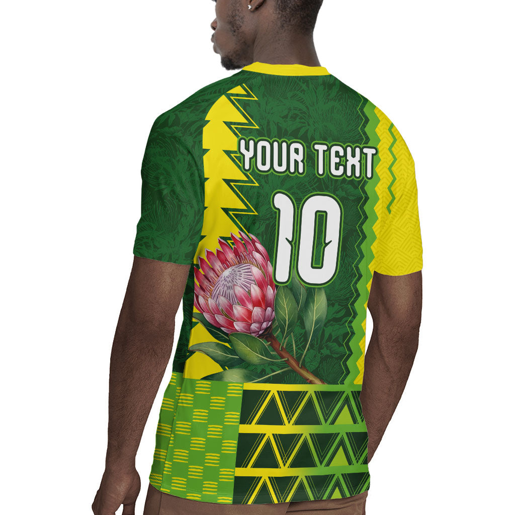 Custom South Africa National Football Rugby Jersey King Protea with African Tribal Geometric Pattern Culture Art