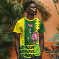 Custom South Africa National Football T shirt King Protea with African Tribal Geometric Pattern Culture Art