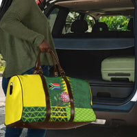 South Africa National Football Travel Bag King Protea with African Tribal Geometric Pattern Culture Art