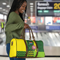 South Africa National Football Travel Bag King Protea with African Tribal Geometric Pattern Culture Art